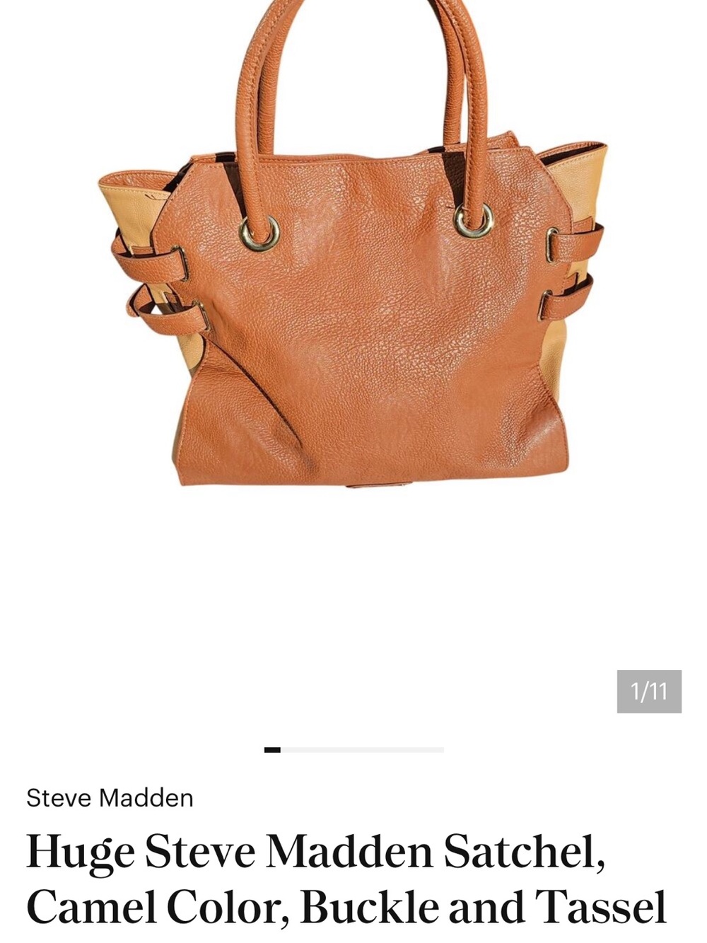 Steve Madden Tan and Cream Leather Satchel